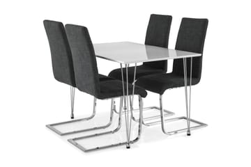 Kronblom Spisegruppe 120 cm med 4 Cibus Stol - Hvit/Krom/Grå - Møbler - Bord - Spisegrupper