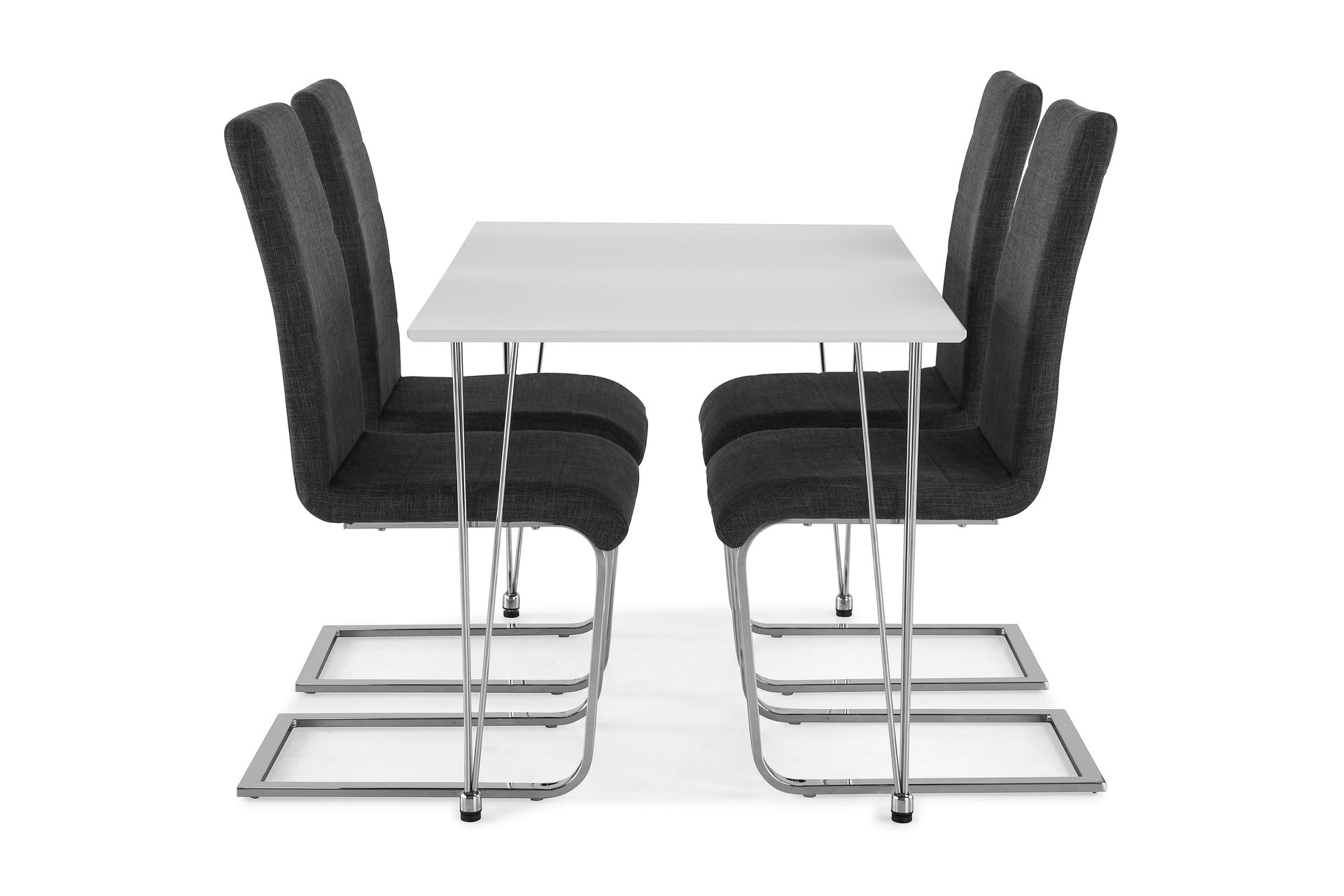 Kronblom Spisegruppe 120 cm med 4 Cibus Stol - Hvit/Krom/Grå - Møbler - Bord - Spisegrupper