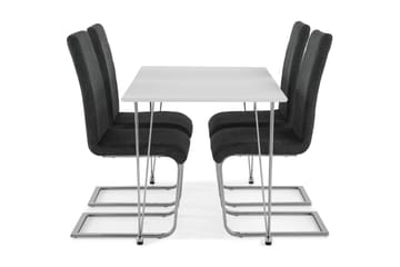 Kronblom Spisegruppe 120 cm med 4 Cibus Stol - Hvit/Krom/Grå - Møbler - Bord - Spisegrupper