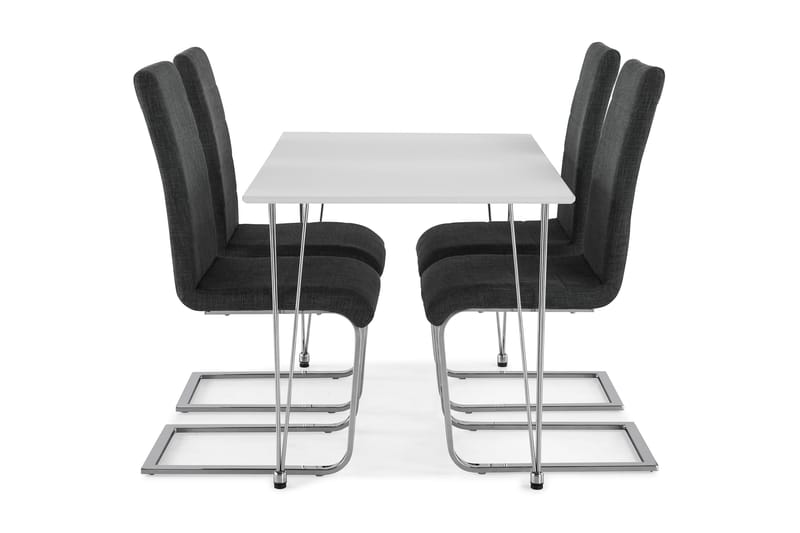 Kronblom Spisegruppe 120 cm med 4 Cibus Stol - Hvit/Krom/Grå - Møbler - Bord - Spisegrupper