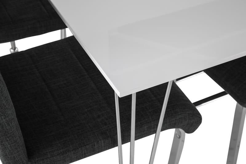 Kronblom Spisegruppe 120 cm med 4 Cibus Stol - Hvit/Krom/Grå - Møbler - Bord - Spisegrupper