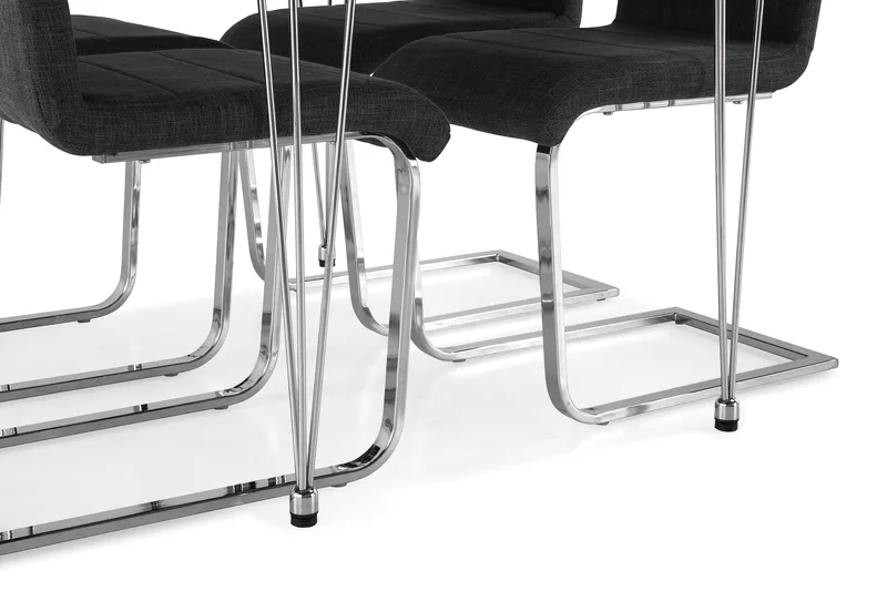 Kronblom Spisegruppe 120 cm med 4 Cibus Stol - Hvit/Krom/Grå - Møbler - Bord - Spisegrupper