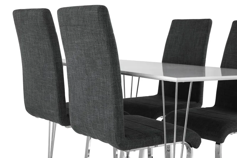 Kronblom Spisegruppe 120 cm med 4 Cibus Stol - Hvit/Krom/Grå - Møbler - Bord - Spisegrupper
