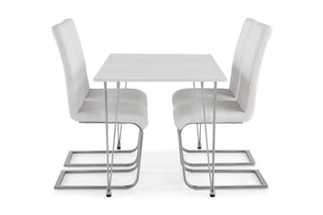 Kronblom Spisegruppe 120 cm med 4 Cibus Stol - Hvit/Krom/Hvit PU - Møbler - Bord - Spisegrupper