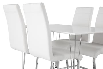 Kronblom Spisegruppe 120 cm med 4 Cibus Stol - Hvit/Krom/Hvit PU - Møbler - Bord - Spisegrupper