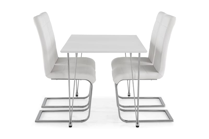 Kronblom Spisegruppe 120 cm med 4 Cibus Stol - Hvit/Krom/Hvit PU - Møbler - Bord - Spisegrupper