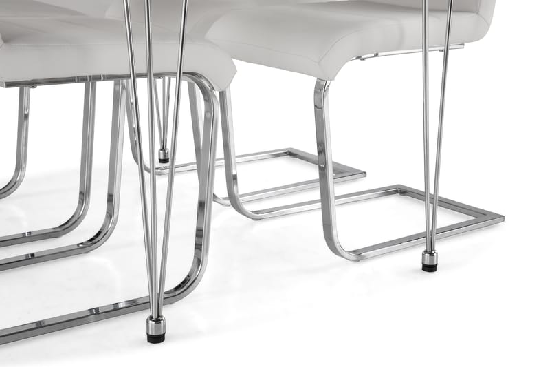 Kronblom Spisegruppe 120 cm med 4 Cibus Stol - Hvit/Krom/Hvit PU - Møbler - Bord - Spisegrupper