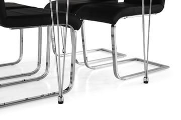 Kronblom Spisegruppe 120 cm med 4 Cibus Stol - Hvit/Krom/Svart PU - Møbler - Bord - Spisegrupper