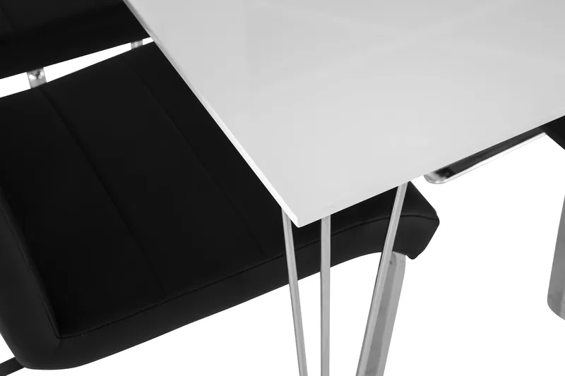 Kronblom Spisegruppe 120 cm med 4 Cibus Stol - Hvit/Krom/Svart PU - Møbler - Bord - Spisegrupper