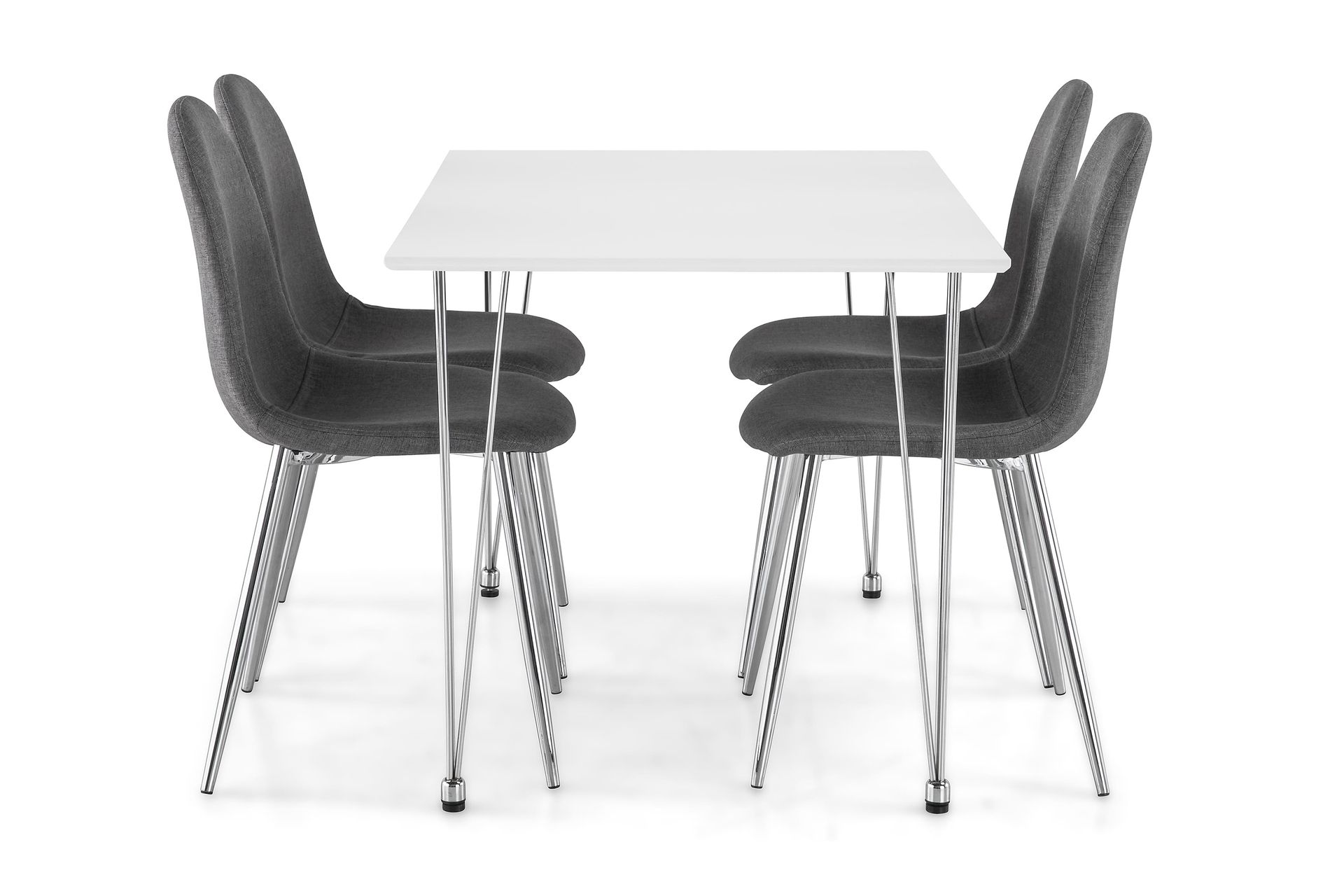 Kronblom Spisegruppe 120 cm med 4 Nibe Stoler - Hvit/Krom/Grå - Møbler - Bord - Spisegrupper
