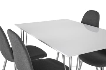 Kronblom Spisegruppe 120 cm med 4 Nibe Stoler - Hvit/Krom/Grå - Møbler - Bord - Spisegrupper