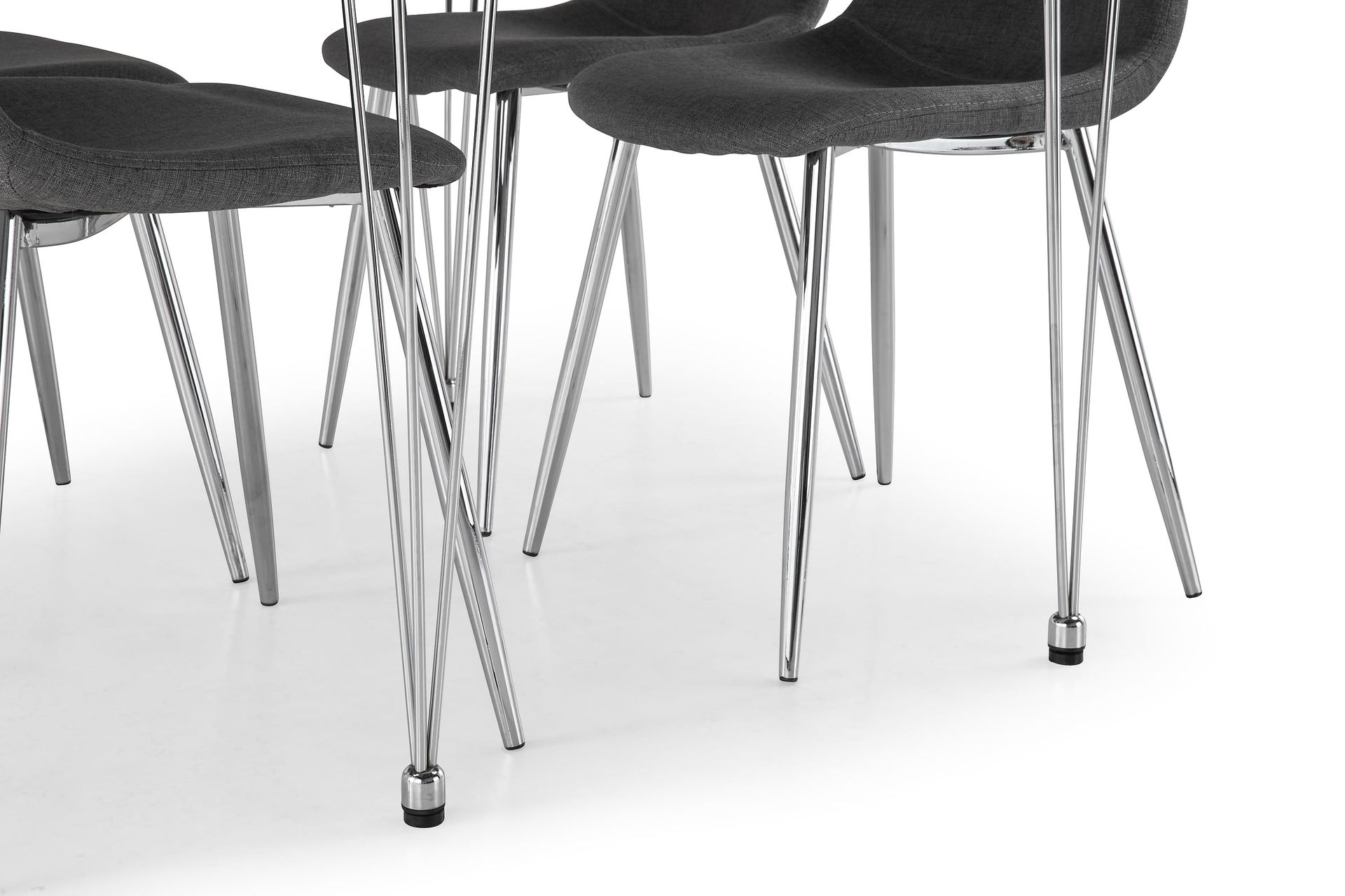 Kronblom Spisegruppe 120 cm med 4 Nibe Stoler - Hvit/Krom/Grå - Møbler - Bord - Spisegrupper