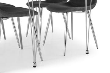 Kronblom Spisegruppe 120 cm med 4 Nibe Stoler - Hvit/Krom/Grå - Møbler - Bord - Spisegrupper