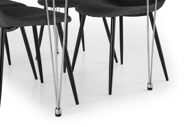 Kronblom Spisegruppe 120 cm med 4 Nibe Stoler - Hvit/Krom/Grå - Møbler - Bord - Spisegrupper