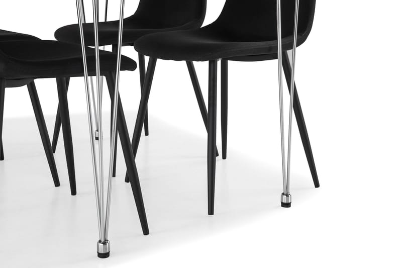Kronblom Spisegruppe 120 cm med 4 Nibe Stoler - Hvit/Krom/Svart - Møbler - Bord - Spisegrupper