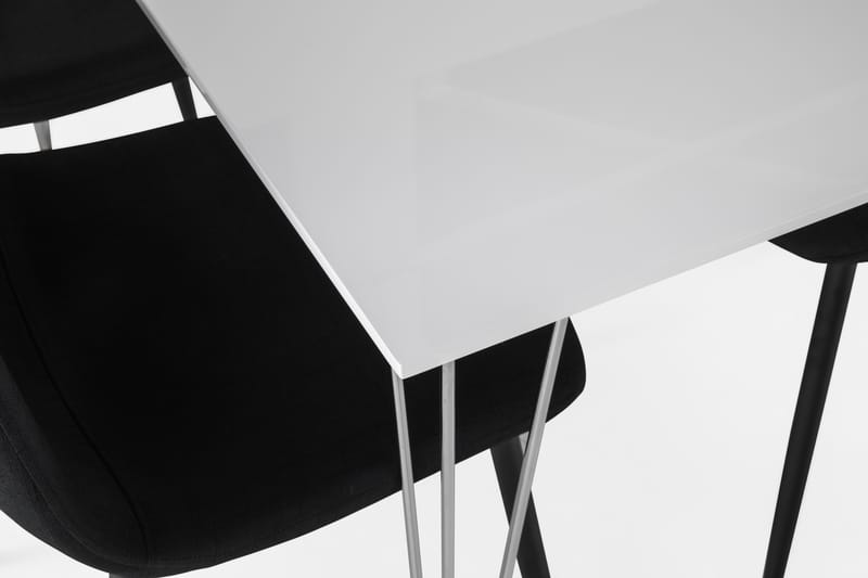 Kronblom Spisegruppe 120 cm med 4 Nibe Stoler - Hvit/Krom/Svart - Møbler - Bord - Spisegrupper