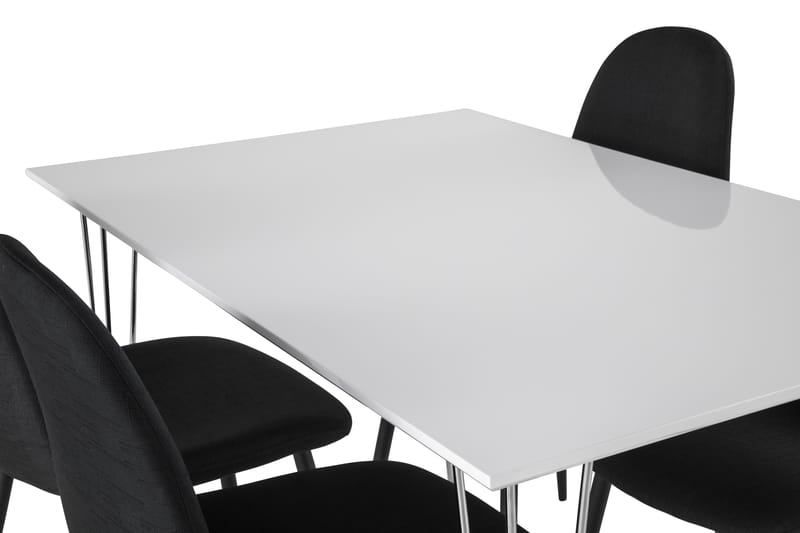 Kronblom Spisegruppe 120 cm med 4 Nibe Stoler - Hvit/Krom/Svart - Møbler - Bord - Spisegrupper