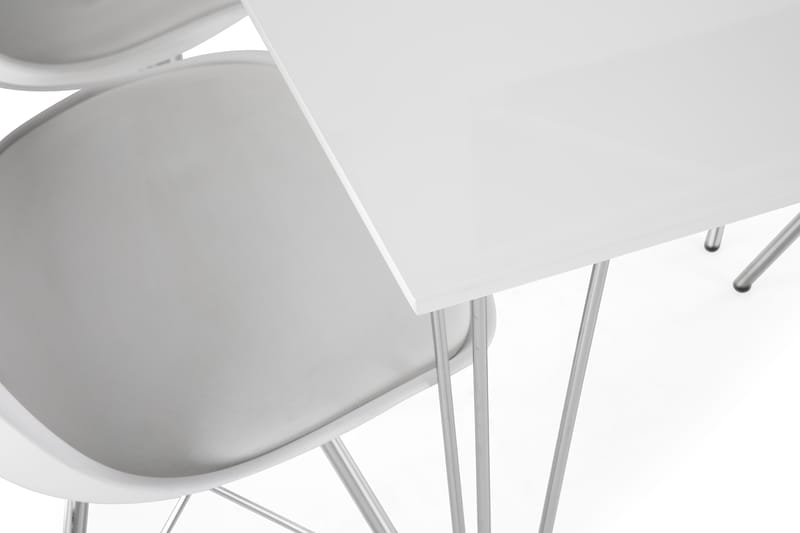 Kronblom Spisegruppe 120 cm med 4 Shell Stol - Hvit/Krom/Hvit PU - Møbler - Bord - Spisegrupper
