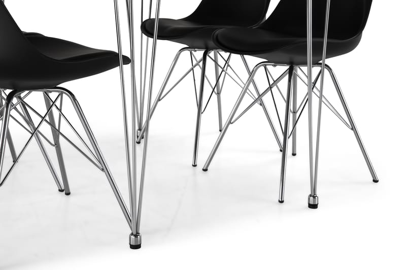 Kronblom Spisegruppe 120 cm med 4 Shell Stol - Hvit/Krom/Svart PU - Møbler - Bord - Spisegrupper