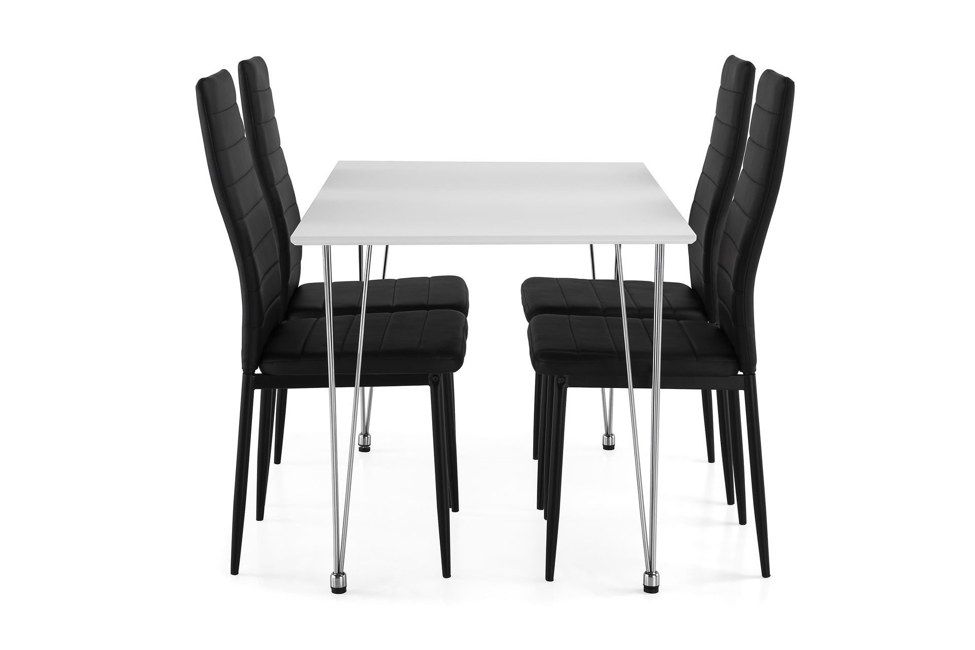 Kronblom Spisegruppe 120 cm med 4 Ted Stol - Hvit/Krom/Svart - Møbler - Bord - Spisegrupper