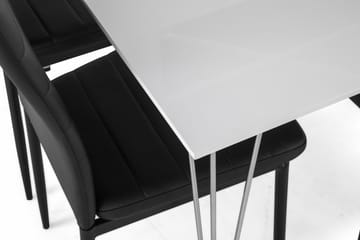 Kronblom Spisegruppe 120 cm med 4 Ted Stol - Hvit/Krom/Svart - Møbler - Bord - Spisegrupper