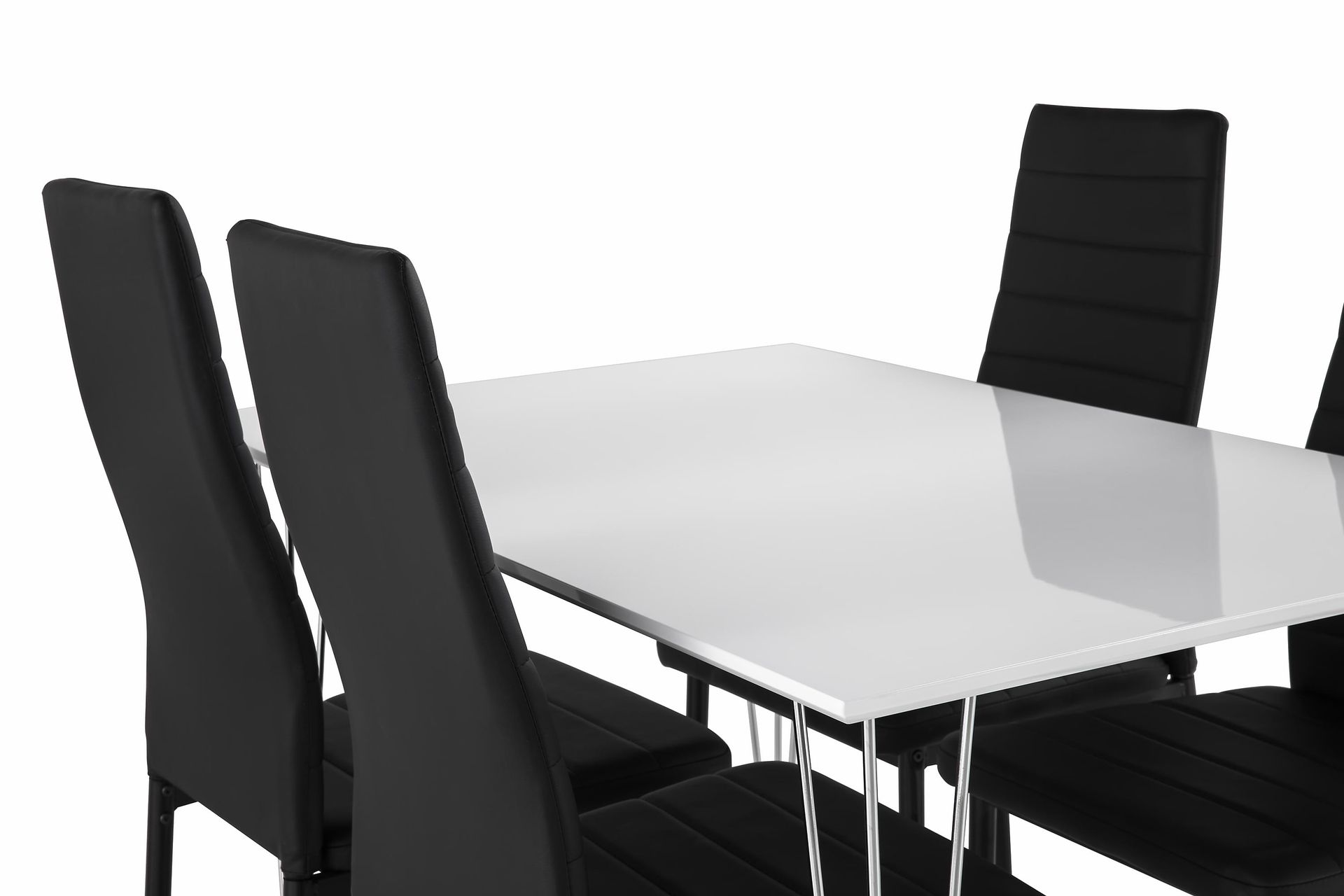 Kronblom Spisegruppe 120 cm med 4 Ted Stol - Hvit/Krom/Svart - Møbler - Bord - Spisegrupper