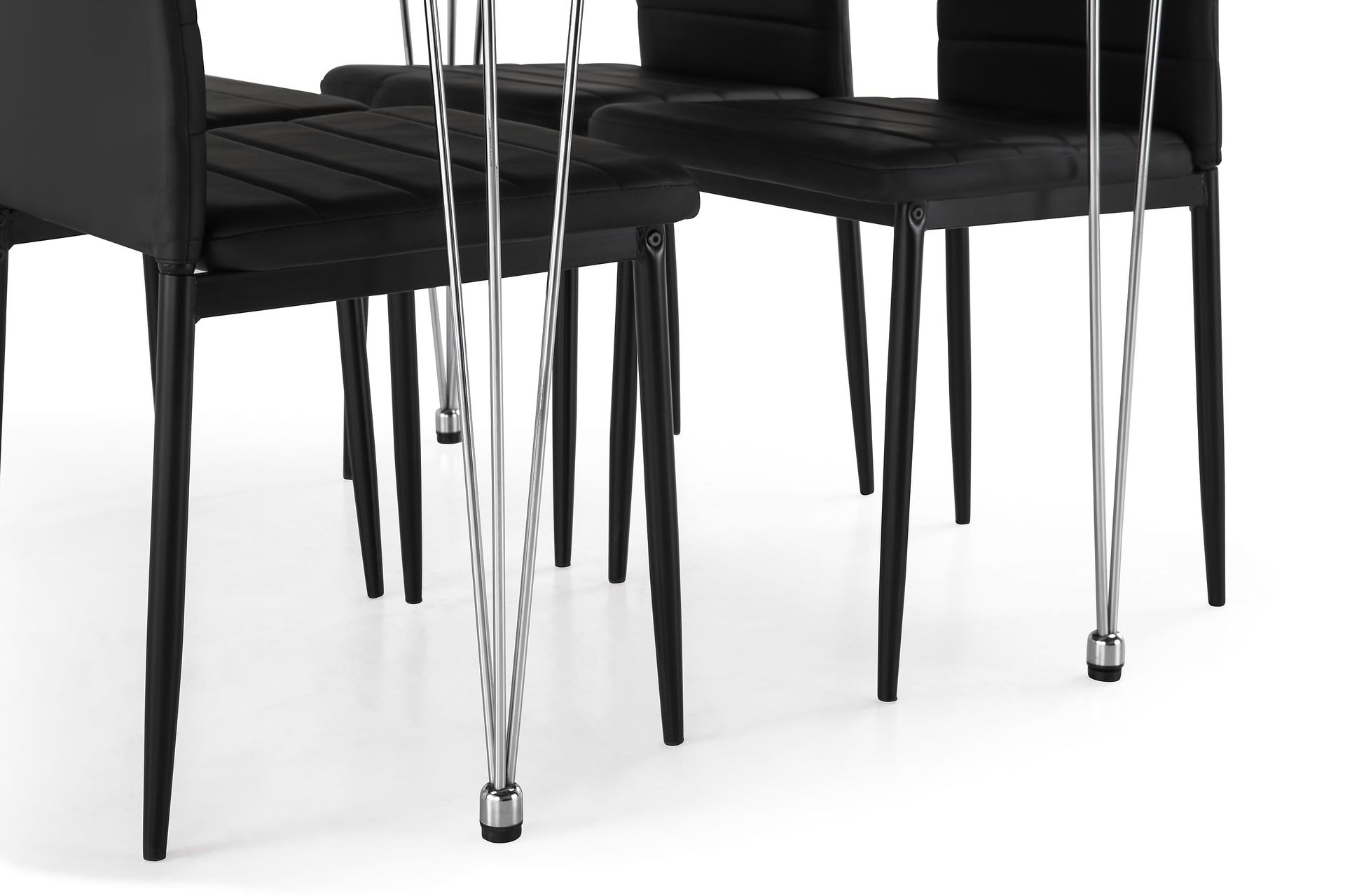 Kronblom Spisegruppe 120 cm med 4 Ted Stol - Hvit/Krom/Svart - Møbler - Bord - Spisegrupper