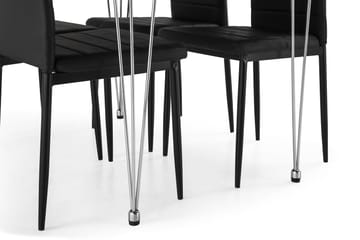 Kronblom Spisegruppe 120 cm med 4 Ted Stol - Hvit/Krom/Svart - Møbler - Bord - Spisegrupper