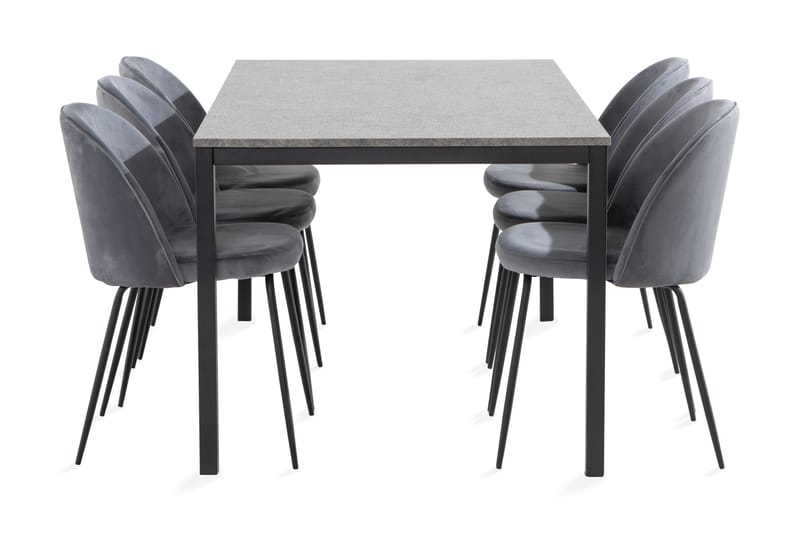 Kullaberg Spisegruppe 180 cm inkl 6 Felipe Spisestoler - Grå - Møbler - Bord - Spisegrupper