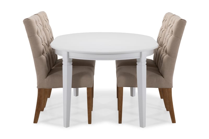 Läckö Forlengningsbart Spisebord 150 cm Ovalt - Hvit/Beige - Spisegrupper