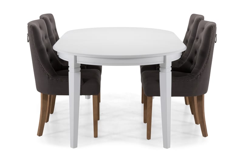 Läckö Forlengningsbart Spisebord 150 cm Ovalt - Hvit/Beige/Grå - Møbler - Bord - Spisegrupper