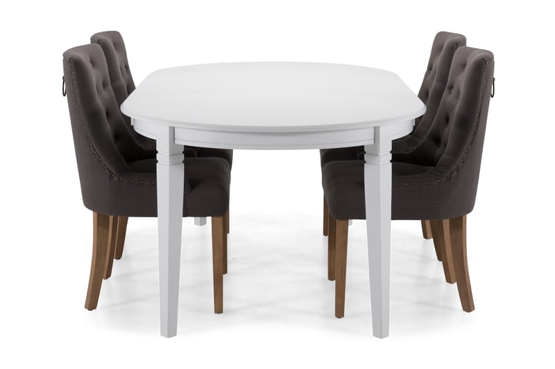 Läckö Forlengningsbart Spisebord 150 cm Ovalt - Hvit/Beige/Grå - Spisegrupper