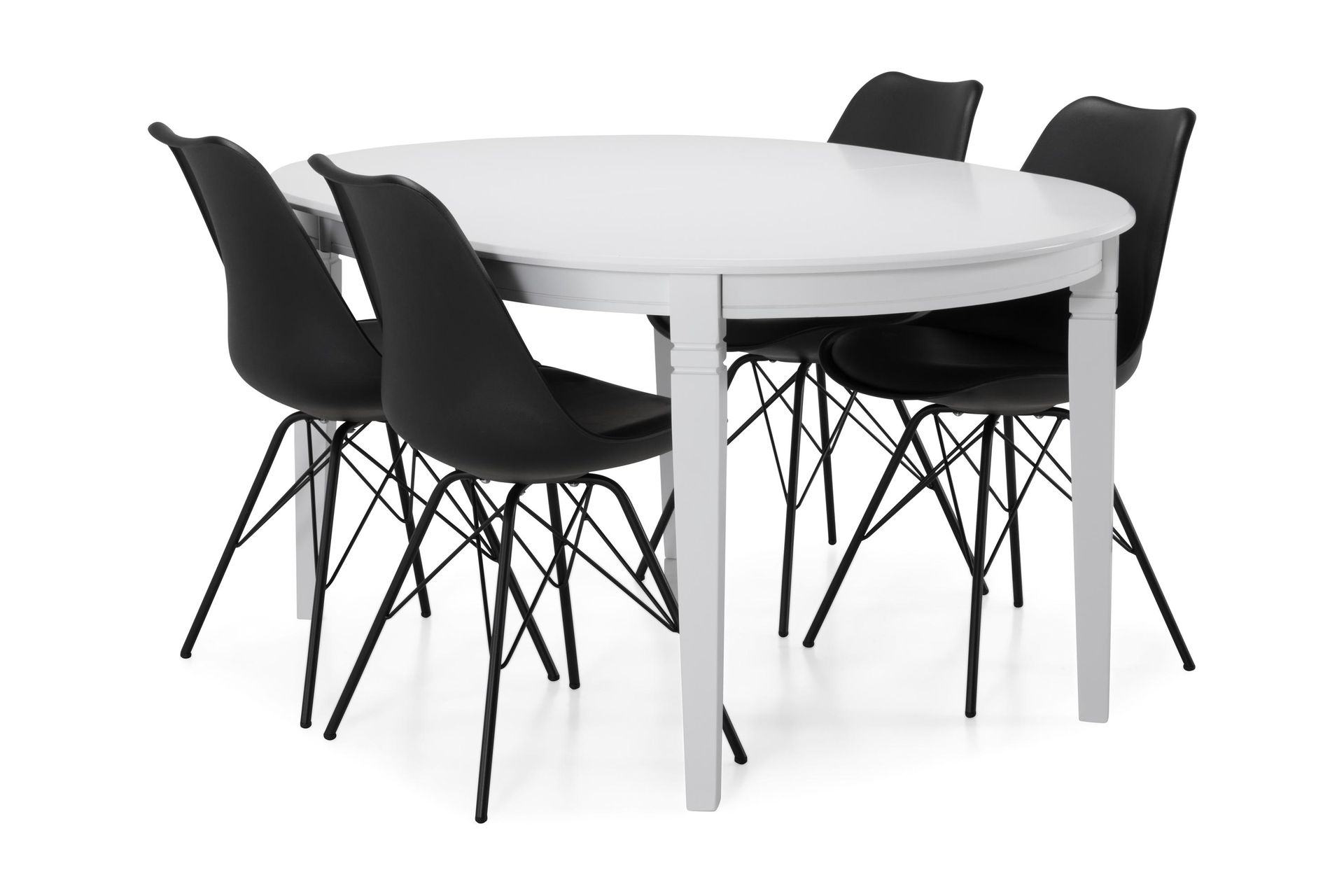 Läckö Forlengningsbart Spisebord 150 cm Ovalt - Hvit/Svart - Møbler - Bord - Spisegrupper