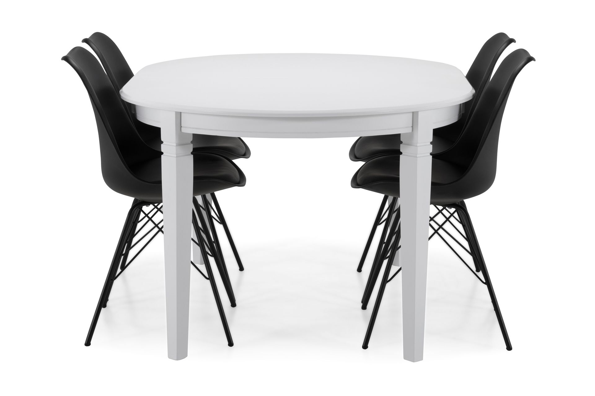 Läckö Forlengningsbart Spisebord 150 cm Ovalt - Hvit/Svart - Møbler - Bord - Spisegrupper