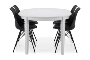 Läckö Forlengningsbart Spisebord 150 cm Ovalt - Hvit/Svart - Møbler - Bord - Spisegrupper