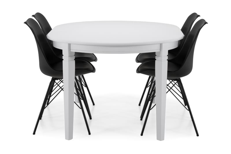 Läckö Forlengningsbart Spisebord 150 cm Ovalt - Hvit/Svart - Møbler - Bord - Spisegrupper