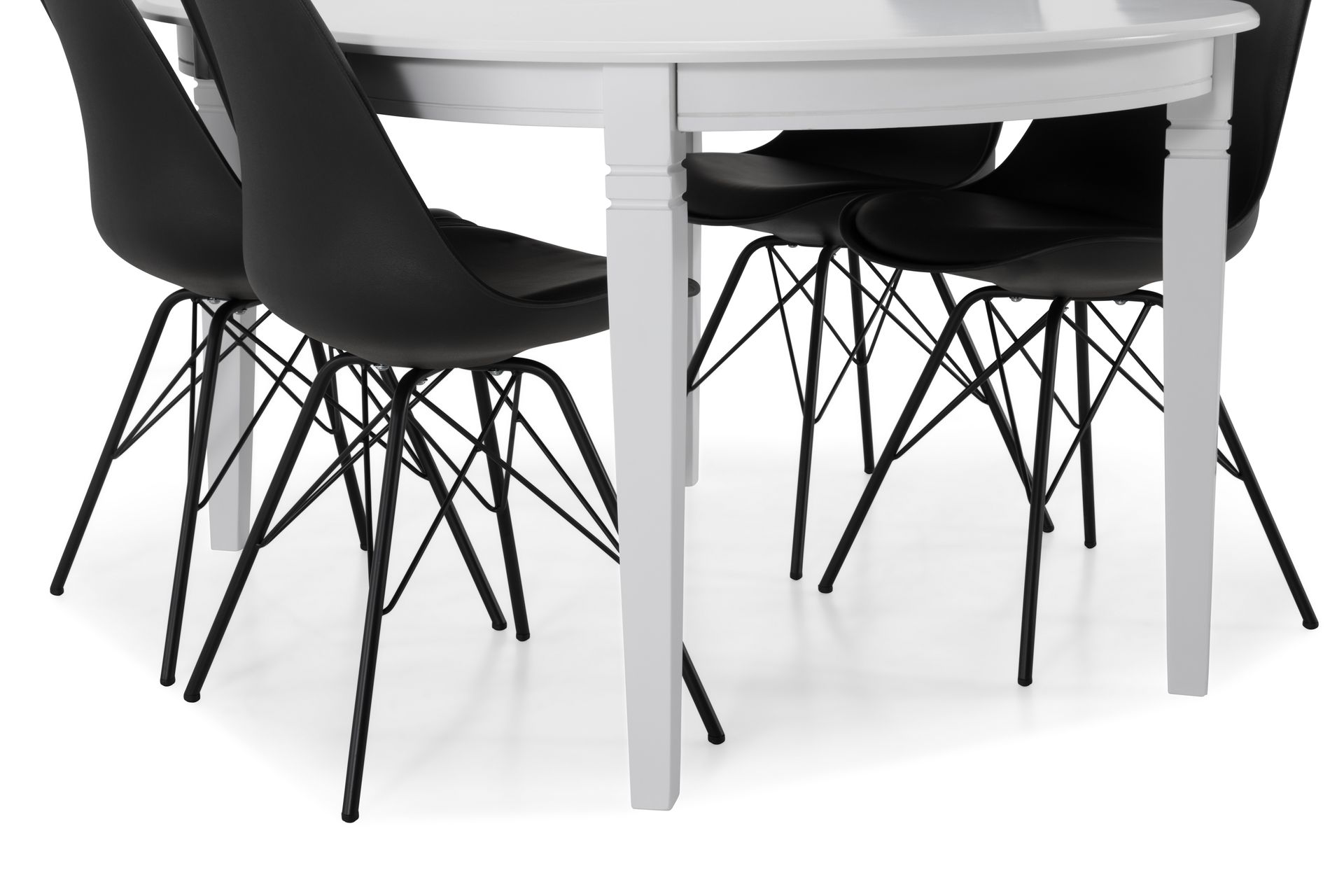 Läckö Forlengningsbart Spisebord 150 cm Ovalt - Hvit/Svart - Møbler - Bord - Spisegrupper