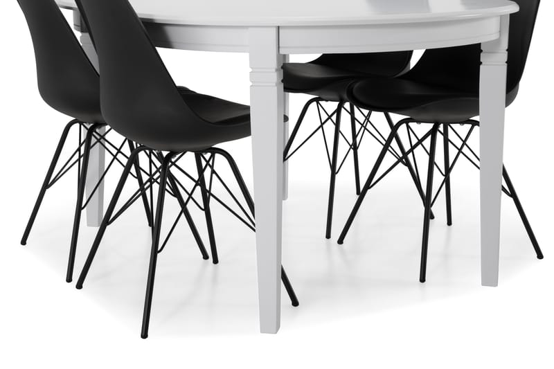 Läckö Forlengningsbart Spisebord 150 cm Ovalt - Hvit/Svart - Møbler - Bord - Spisegrupper