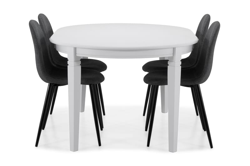 Läckö Forlengningsbart Spisebord 150 cm Ovalt - Hvit/Svart - Møbler - Bord - Spisegrupper