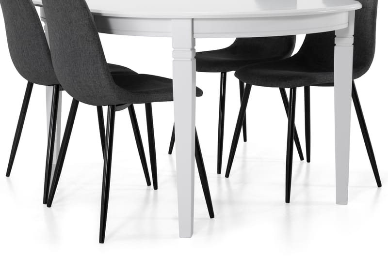 Läckö Forlengningsbart Spisebord 150 cm Ovalt - Hvit/Svart - Møbler - Bord - Spisegrupper
