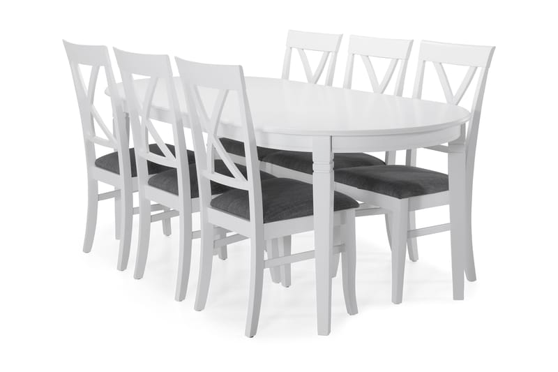 Läckö Spisebord 200 cm Ovalt - Hvit - Spisegrupper