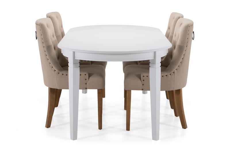 Läckö Spisebord 200 cm Ovalt - Hvit/Beige - Møbler - Bord - Spisegrupper
