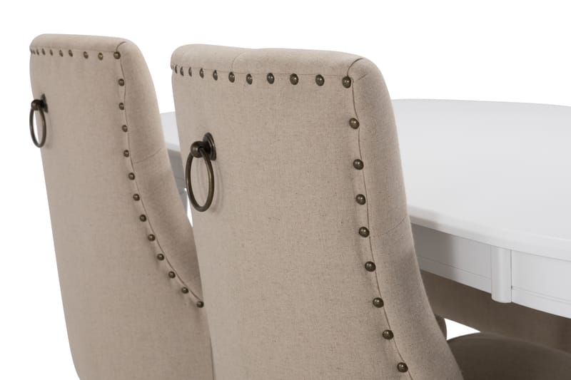 Läckö Spisebord 200 cm Ovalt - Hvit/Beige - Møbler - Bord - Spisegrupper
