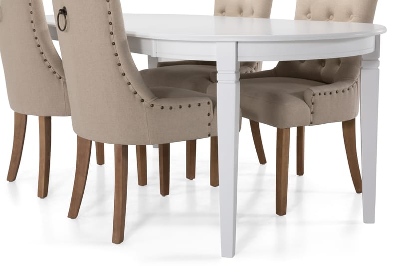 Läckö Spisebord 200 cm Ovalt - Hvit/Beige - Møbler - Bord - Spisegrupper
