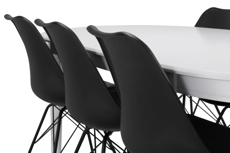 Läckö Spisebord 200 cm Ovalt - Hvit/Svart - Møbler - Bord - Spisegrupper