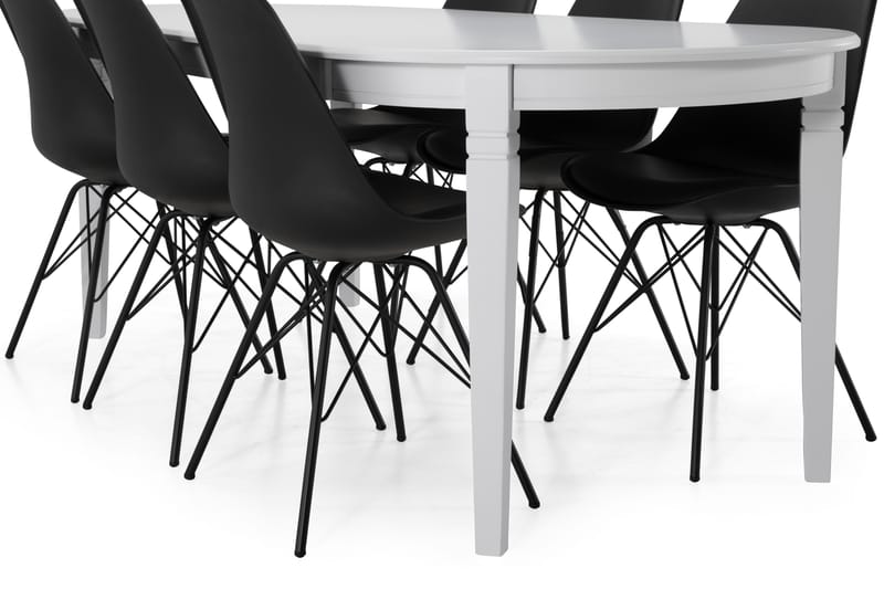 Läckö Spisebord 200 cm Ovalt - Hvit/Svart - Møbler - Bord - Spisegrupper