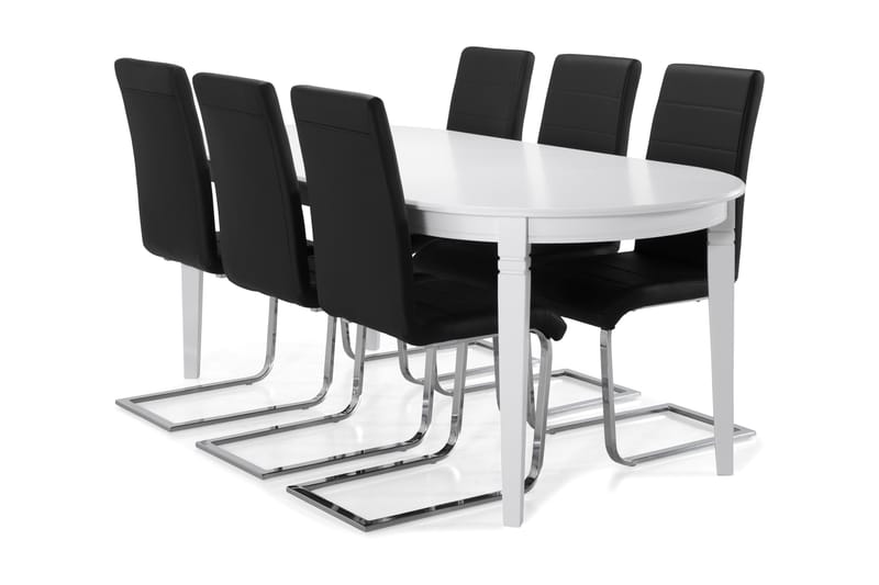 Läckö Spisebord 200 cm Ovalt - Hvit/Svart - Spisegrupper