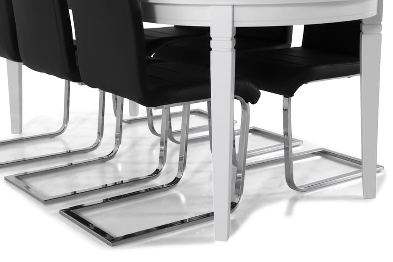 Läckö Spisebord 200 cm Ovalt - Hvit/Svart - Spisegrupper