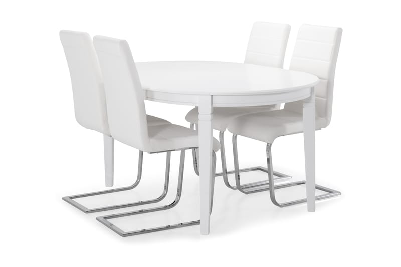Läckö Spisebord med 4 Cibus stoler - Hvit - Spisegrupper
