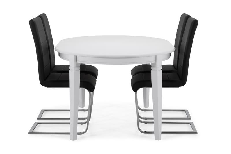 Läckö Spisebord med 4 Cibus stoler - Hvit/Svart/Krom - Spisegrupper